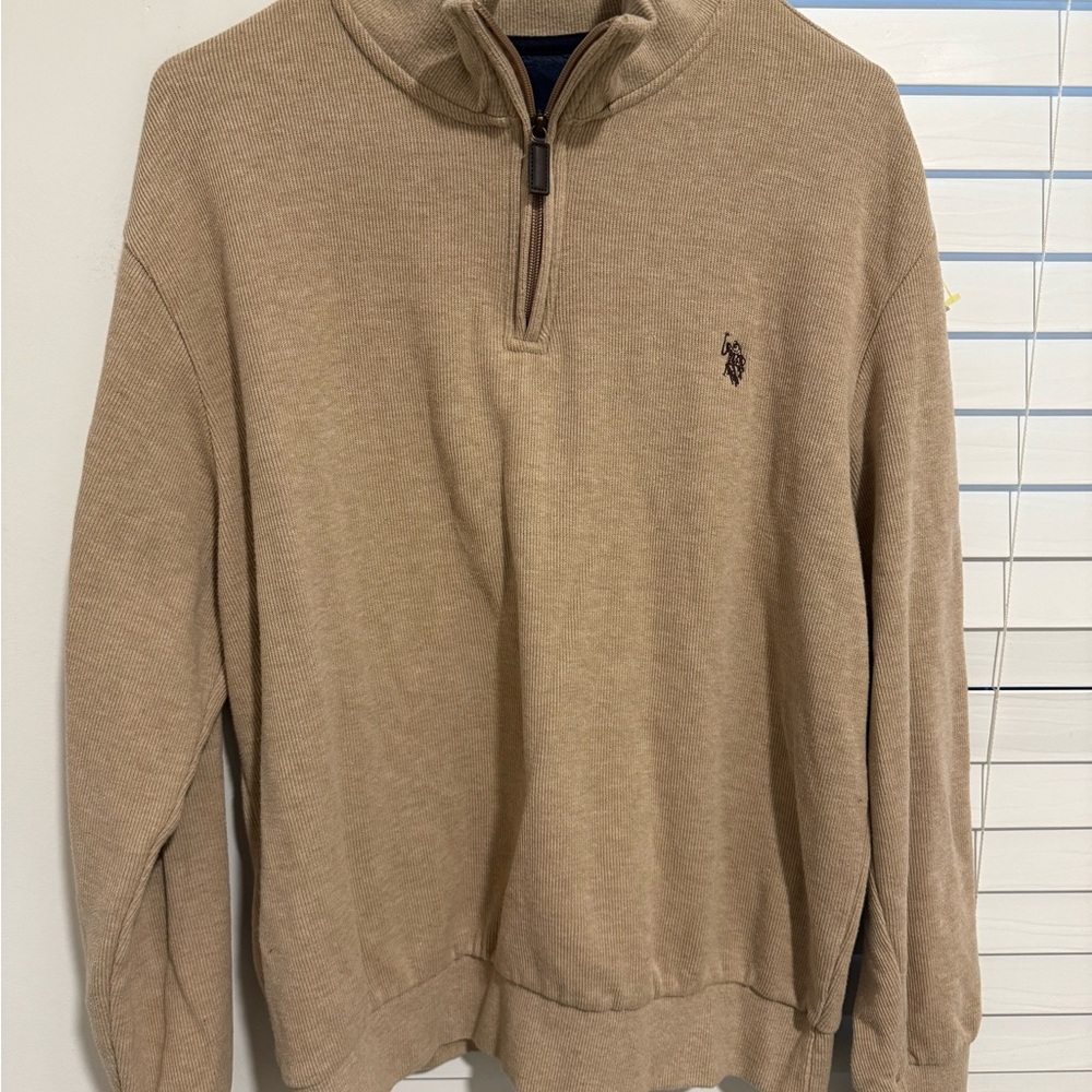 U.S Polo Assn.Men's Tan Half-Zip Sweater